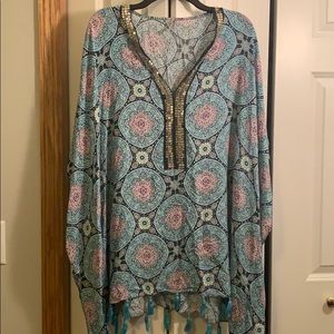Paisley patterned colorful swimsuit coverup